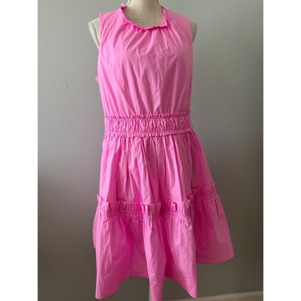 Lilly Pulitzer Pink Elina Stretch Cotton Sleeveless Tiered Ruffle Dress Size 10